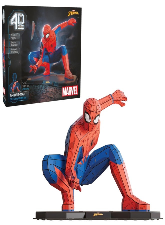 4D Build, Marvel Spider Man 3D Puzzle Model Kit Full-Body Pose, Marvel Collectibles & Desk Décor, Adult Puzzles, Building Toys, 195 Pieces, 3D Puzzles, Gift Ideas for Ages 12 & Up - Image 1